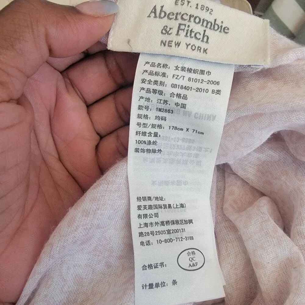 Abercrombie and Fitch lightweight infinity scarf Pale Pink/wht Y2K Preppy